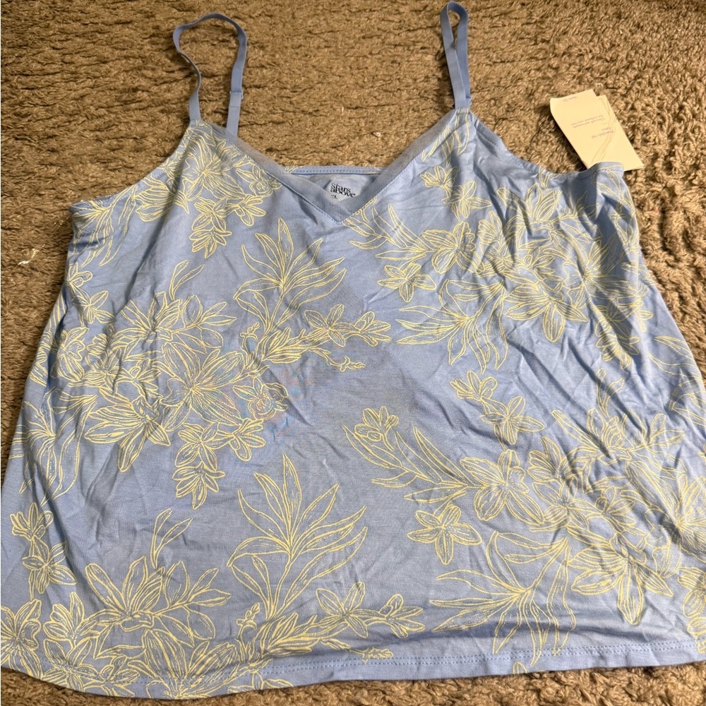 stars above blue yellow floral pajama lounge shorts & tank top set - size xl - Picture 6 of 16